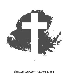 Grunge style christian cross for Ash Wednesday web banner or social graphic. The first day of Lent is a holy day of prayer and fasting.