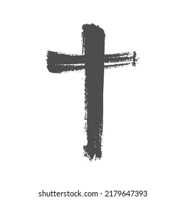 Grunge style christian cross for Ash Wednesday web banner or social graphic. The first day of Lent is a holy day of prayer and fasting.