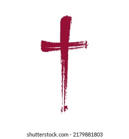 Grunge style christian cross for Ash Wednesday web banner or social graphic. The first day of Lent is a holy day of prayer and fasting.