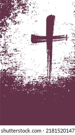 Grunge style christian cross for Ash Wednesday web banner or social graphic. The first day of Lent is a holy day of prayer and fasting.