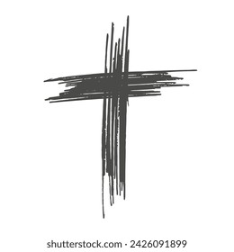 Grunge style Christian cross for Ash Wednesday web banner or social graphic. The first day of Lent is a holy day of prayer and fasting.