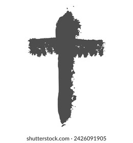 Grunge style Christian cross for Ash Wednesday web banner or social graphic. The first day of Lent is a holy day of prayer and fasting.