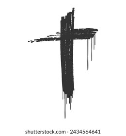 Grunge style Christian cross for Ash Wednesday web banner or social graphic. The first day of Lent is a holy day of prayer and fasting.