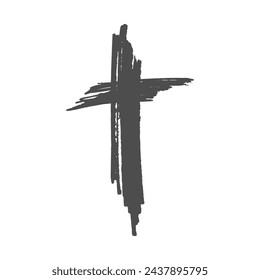 Grunge style Christian cross for Ash Wednesday web banner or social graphic. The first day of Lent is a holy day of prayer and fasting.