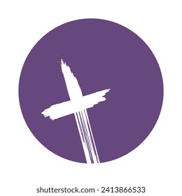 Grunge style christian cross icon for Ash Wednesday web banner or social graphic. The first day of Lent is a holy day of prayer and fasting.