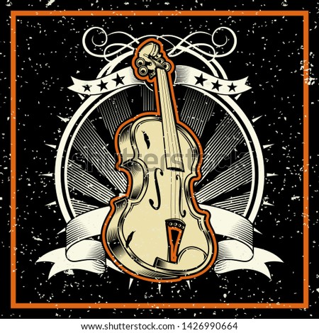 grunge style The Classical Music Concept Violin Vector Illustration - Vector