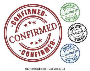 Grunge Style Confirmed Stamp Collection, Ícones de vetor de aprovação verificados