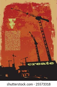 Grunge style construction site layout