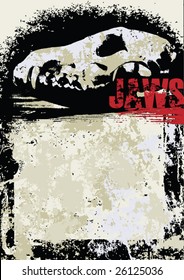 Grunge Style Coyote Skull Template Vector