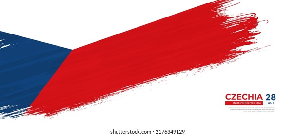 Grunge style Czechia flag with hand drawn brush stroke vector illustration