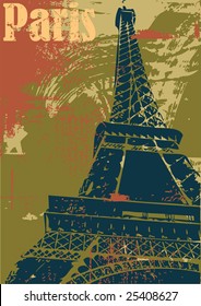 Grunge style Eiffel Tower layout