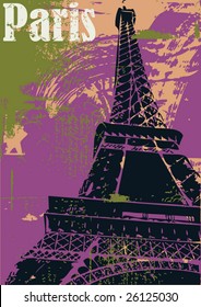 Grunge style Eiffel Tower layout