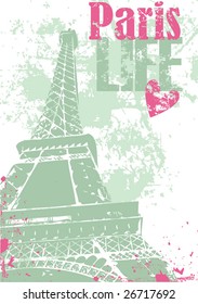 Grunge style Eiffel Tower layout