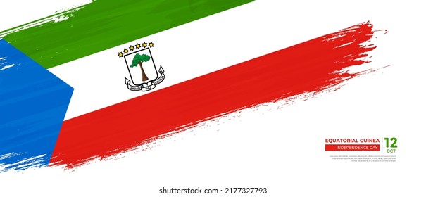 Äquatorialguinea-Fahne im Grunge-Stil mit handgezeichneter Pinselstrich, Vektorgrafik