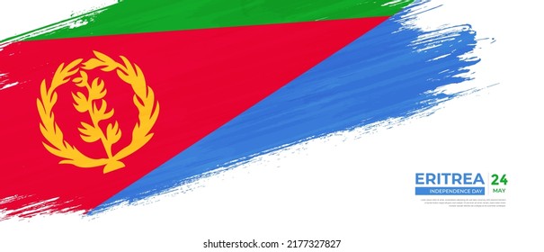 Grunge style Eritrea flag with hand drawn brush stroke vector illustration