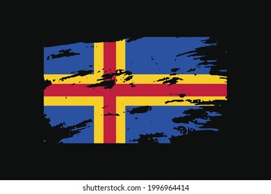 Bandera de estilo ondulado del Aland. Se utilizará para los gráficos de camisetas, la impresión, el afiche y el fondo.
