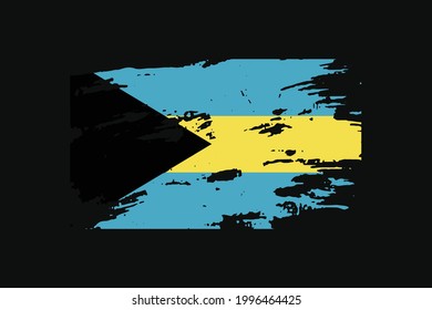 Bandera estilo Grunge de las Bahamas. Se utilizará para los gráficos de camisetas, la impresión, el afiche y el fondo.