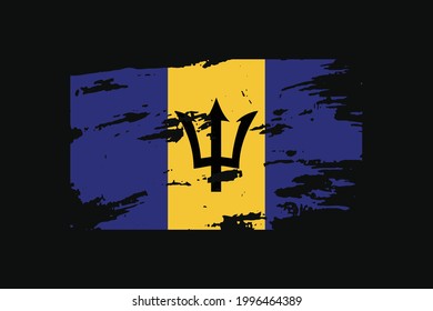 Bandera de estilo Grunge del Barbados. Se utilizará para los gráficos de camisetas, la impresión, el afiche y el fondo.