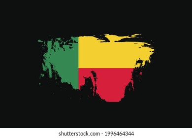 Grunge Style Flag of the Benin. It will be used t-shirt graphics, print, poster and Background.