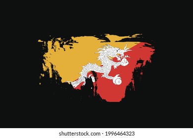 Grunge Style Flag of the Bhutan. It will be used t-shirt graphics, print, poster and Background.