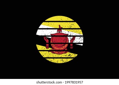 Grunge Style Flag of the Brunei. It will be used t-shirt graphics, print, poster and Background.
