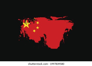 Bandera de estilo Grunge de China. Se utilizará para los gráficos de camisetas, la impresión, el afiche y el fondo.