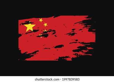 Grunge Style Flag of the China. It will be used t-shirt graphics, print, poster and Background.