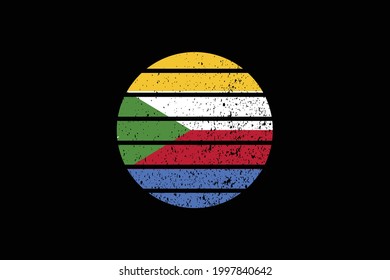 Bandera estilo Grunge de las Comoras. Se utilizará para los gráficos de camisetas, la impresión, el afiche y el fondo.