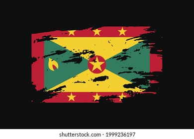 Bandera de estilo grunge de Granada. Se utilizará para los gráficos de camisetas, la impresión, el afiche y el fondo.