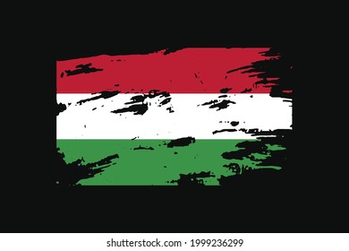 Bandera de estilo Grunge de Hungría. Se utilizará para los gráficos de camisetas, la impresión, el afiche y el fondo.