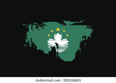 Grunge Style Flag des Macau. Es wird verwendet T-Shirt Grafiken, Druck, Poster und Hintergrund.