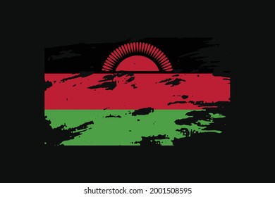 Bandera de estilo Grunge de Malawi. Se utilizará para los gráficos de camisetas, la impresión, el afiche y el fondo.