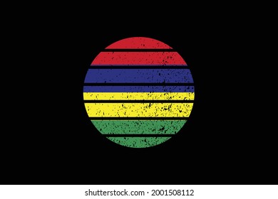 Bandera de estilo grunge de la Isla Mauricio. Se utilizará para los gráficos de camisetas, la impresión, el afiche y el fondo.