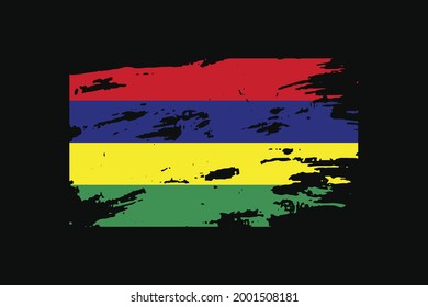 Bandera de estilo grunge de la Isla Mauricio. Se utilizará para los gráficos de camisetas, la impresión, el afiche y el fondo.