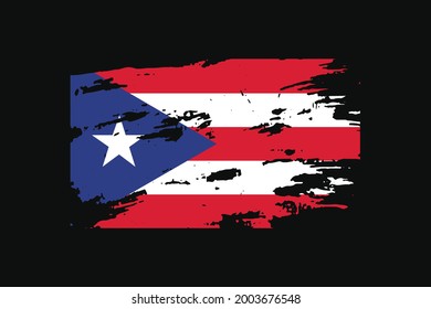 Bandera de estilo Grunge de Puerto Rico. Se utilizará para los gráficos de camisetas, la impresión, el afiche y el fondo.