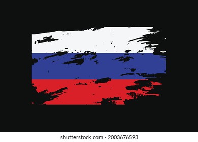 Bandera de estilo Grunge de Rusia. Se utilizará para los gráficos de camisetas, la impresión, el afiche y el fondo.