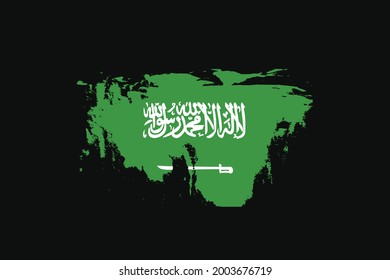 Bandera estilo Grunge de Arabia Saudita. Se utilizará para los gráficos de camisetas, la impresión, el afiche y el fondo.