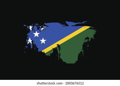 Bandera de estilo grunge de las Islas Salomón. Se utilizará para los gráficos de camisetas, la impresión, el afiche y el fondo.