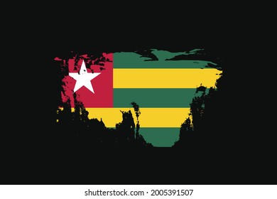Grunge Style Flag des Togo. Es wird verwendet T-Shirt Grafiken, Druck, Poster und Hintergrund.