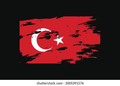 Bandera de estilo grunge de Turquía. Se utilizará para los gráficos de camisetas, la impresión, el afiche y el fondo.