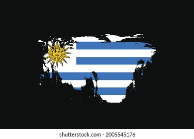 Bandera estilo Grunge del Uruguay. Se utilizará para los gráficos de camisetas, la impresión, el afiche y el fondo.