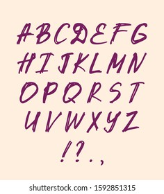 Grunge style font. Hand drawn alphabet. Marker painted letters