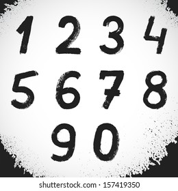 Grunge Style Font. Grunge Numbers. Vector Symbols
