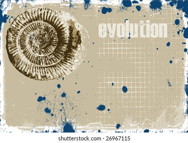 Grunge style fossil layout with an evolution theme in vector format