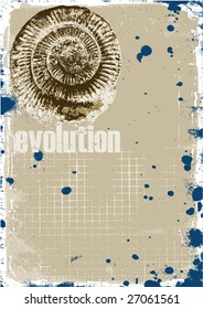 Grunge style fossil layout with an evolution theme in vector format