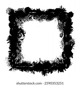 Grunge style frames are black on a white background