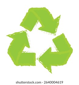 Grunge style green recycle symbol icon for eco-friendly, sustainability, and environmental awareness design

