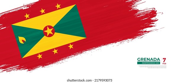Grunge style Grenada flag with hand drawn brush stroke vector illustration
