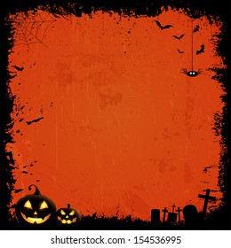 Grunge style Halloween background with pumpkins