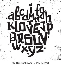 Grunge Style Hand-Drawn Alphabet on White
